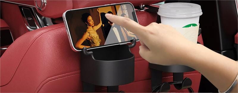 Puodelio ir telefono laikiklis, automobilio keleivio organizatorius