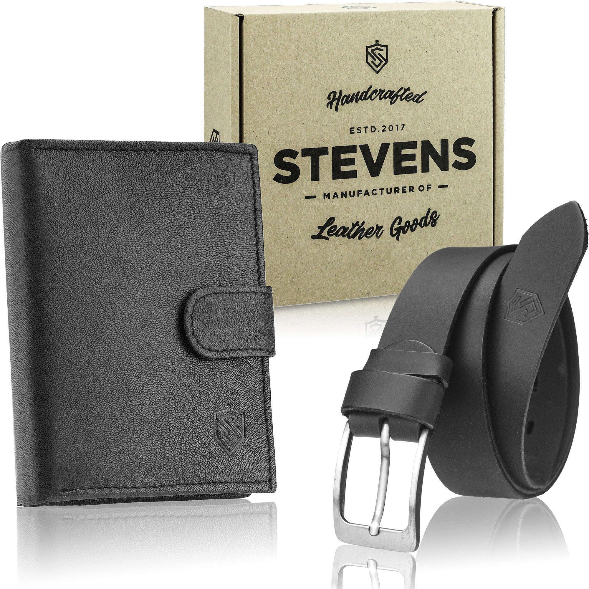 Dovanų rinkinys vyrams piniginė ir diržas Stevens, juodas D152