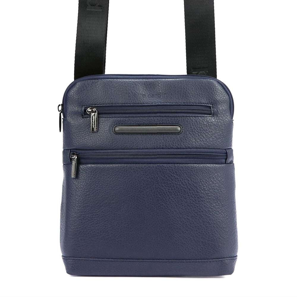 Vyriška mėlyna eko odos crossbody rankinė Pierre Cardin su reguliuojamu dirželiu