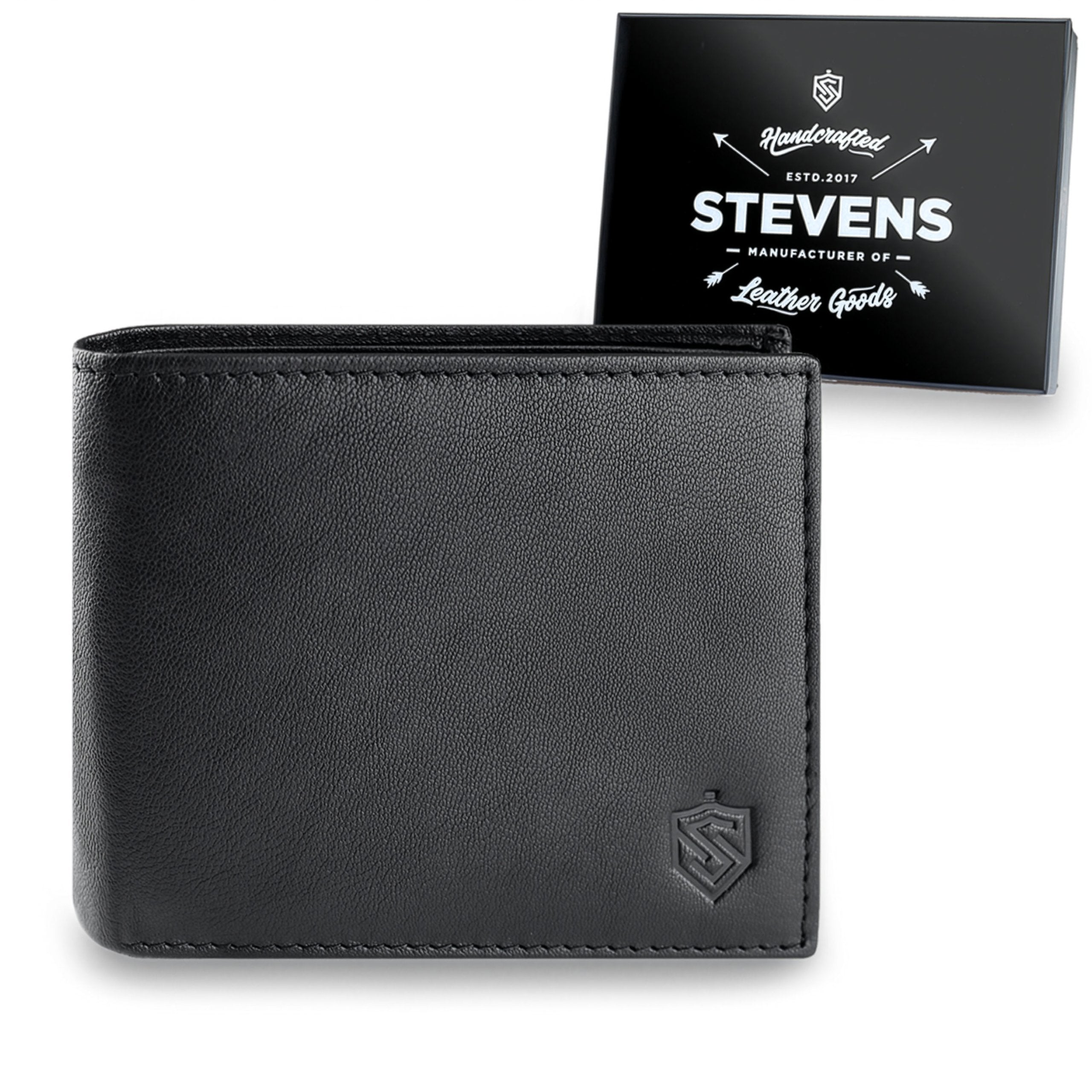 Natūralios odos SLIM piniginė vyrams Stevens 84, juoda S1033