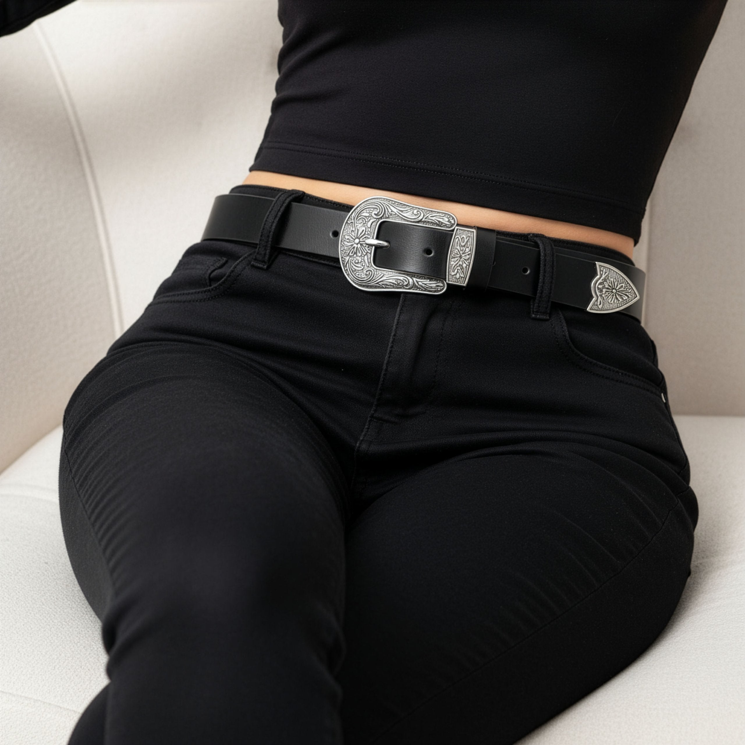 Odinis diržas moterims Stevens Retro Vintage, juodas