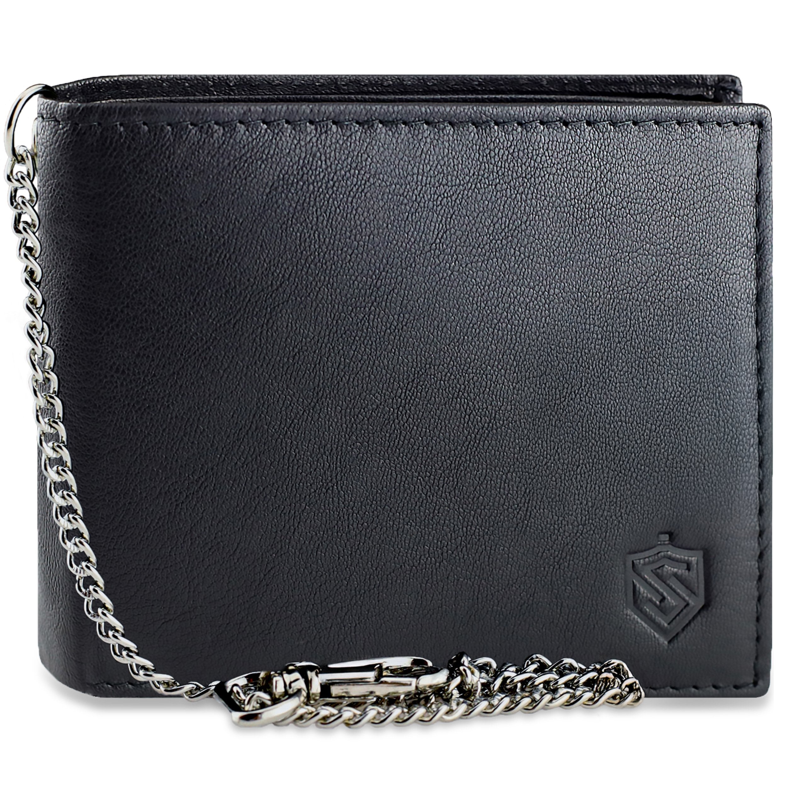 Juoda vyriška piniginė STEVENS su grandine S1084