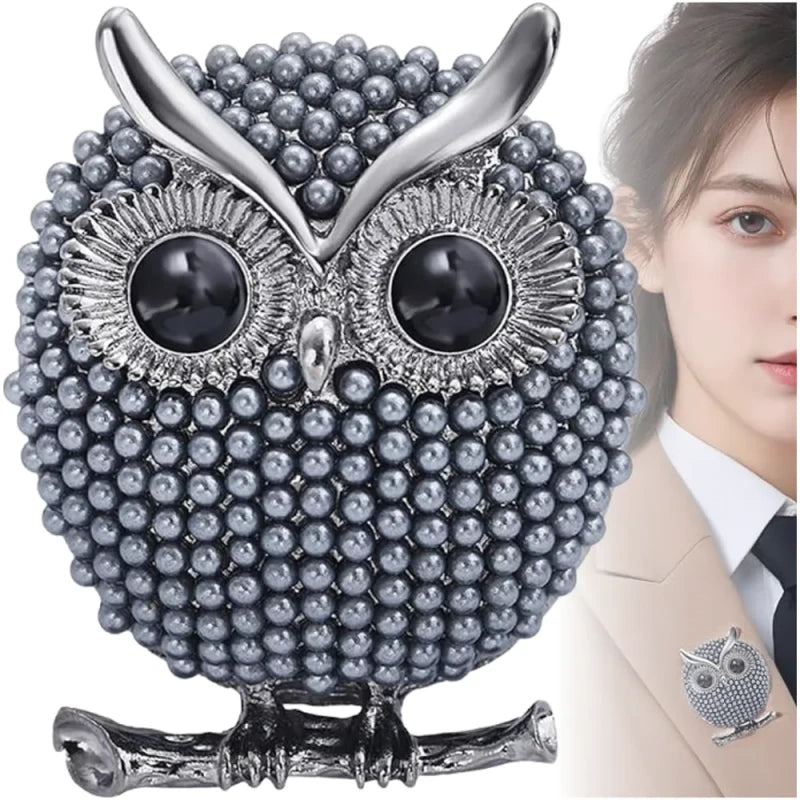 Elegantiška Perlinė Sagė „Pelėda“ – Išminties ir Stiliaus Simbolis