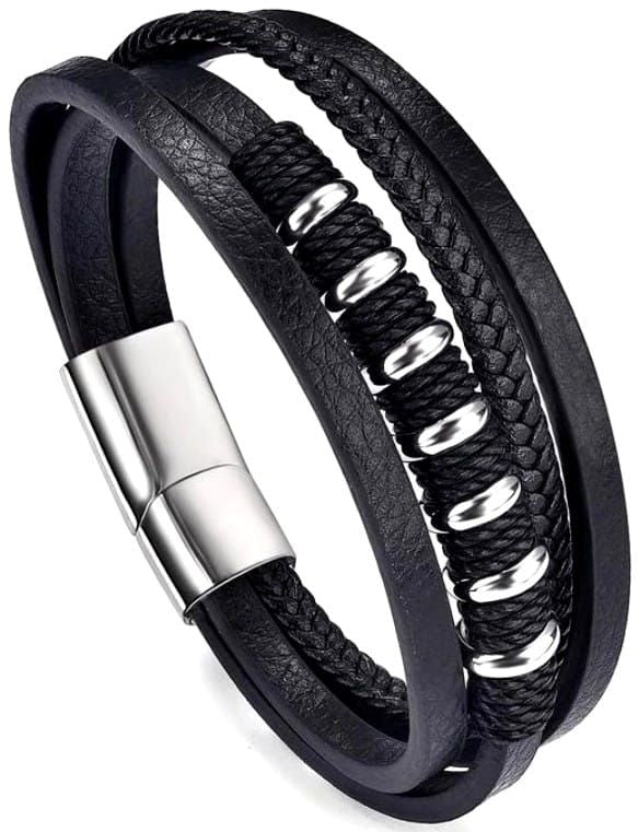 Vyriška odinė apyrankė L8, juoda A2