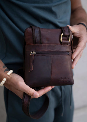 Ruda odinė rankinė su dėklu PTN F3