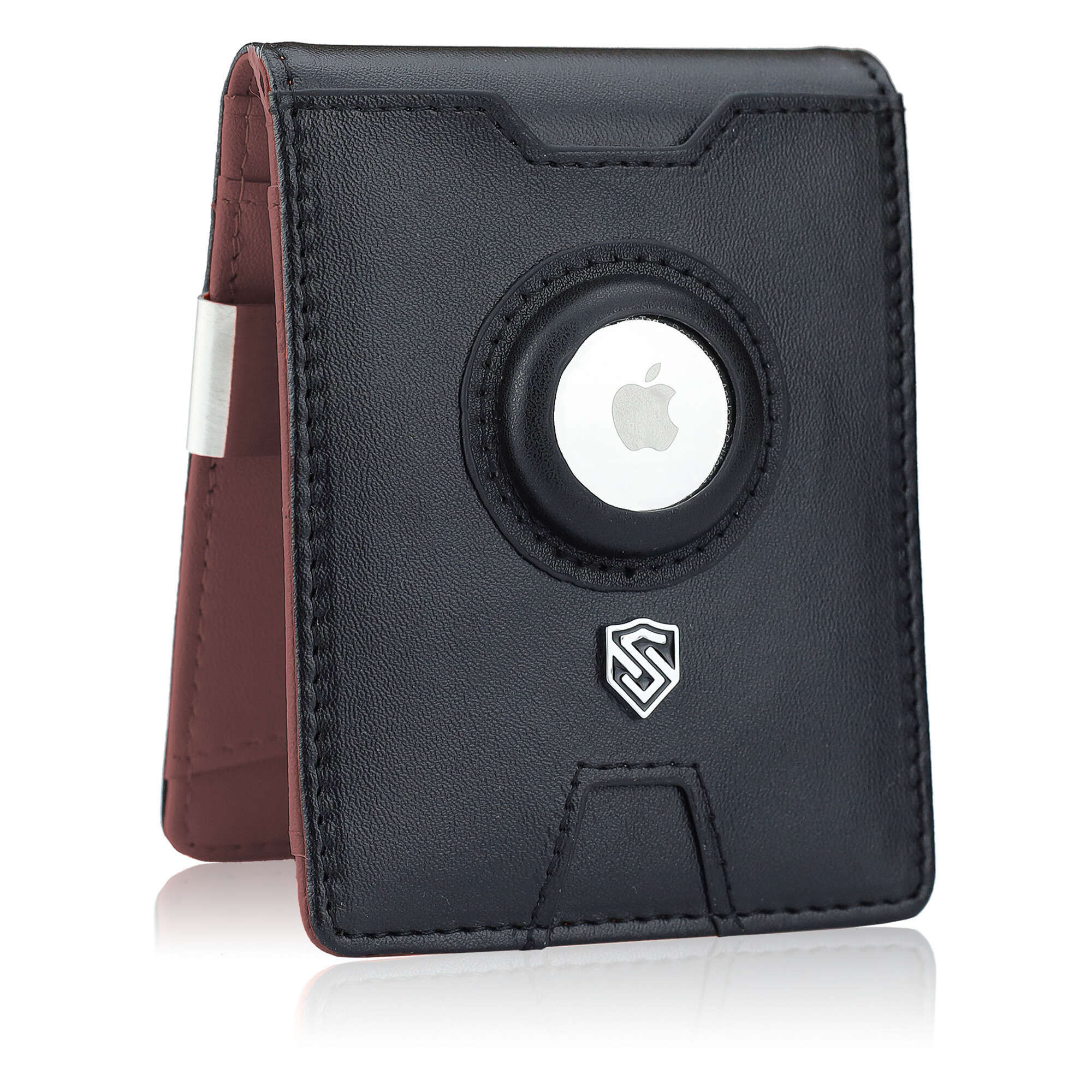 Vyriška odinė piniginė Stevens Airtag BLK/BRN S186