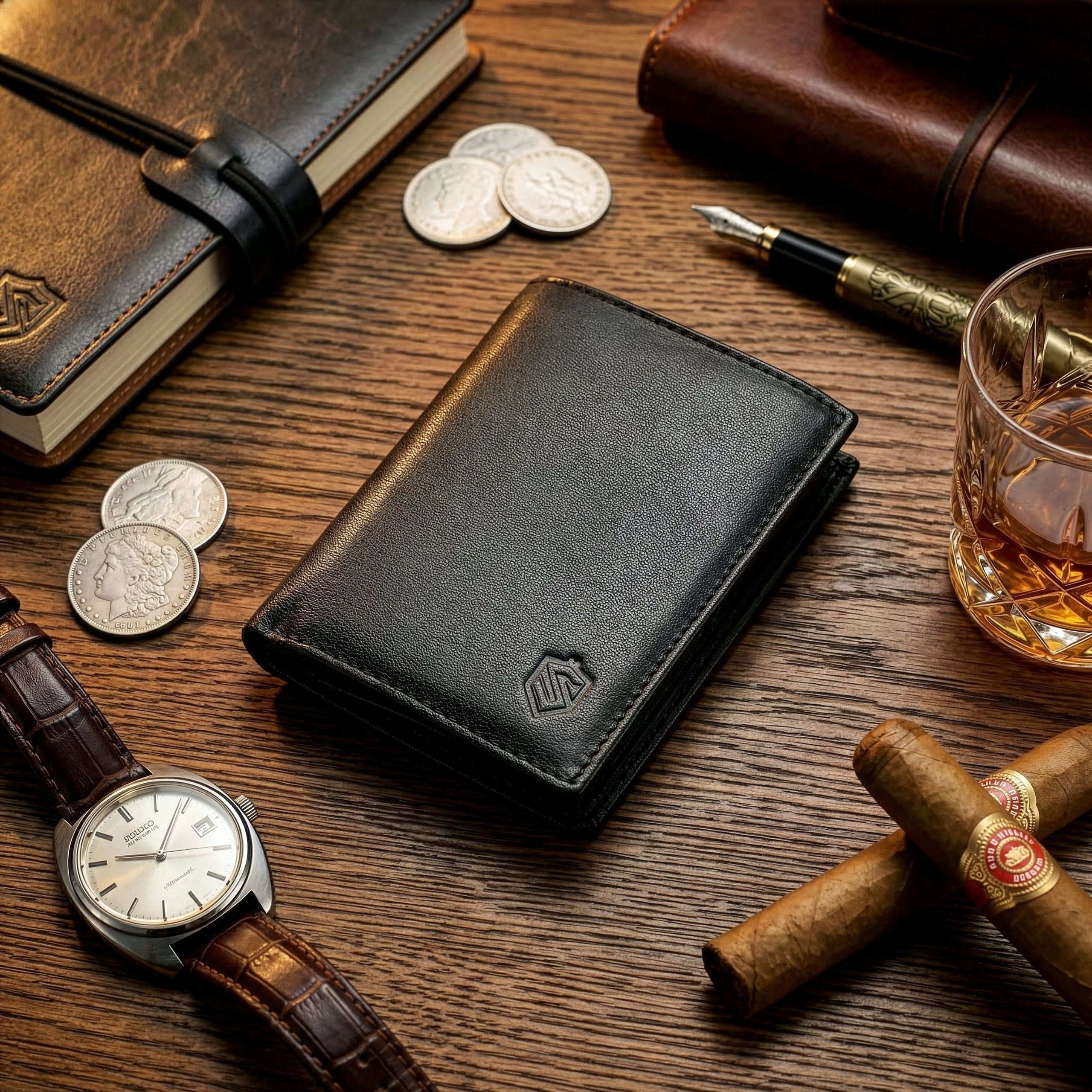 Vyriška piniginė STEVENS juodos klasikinės odos S88