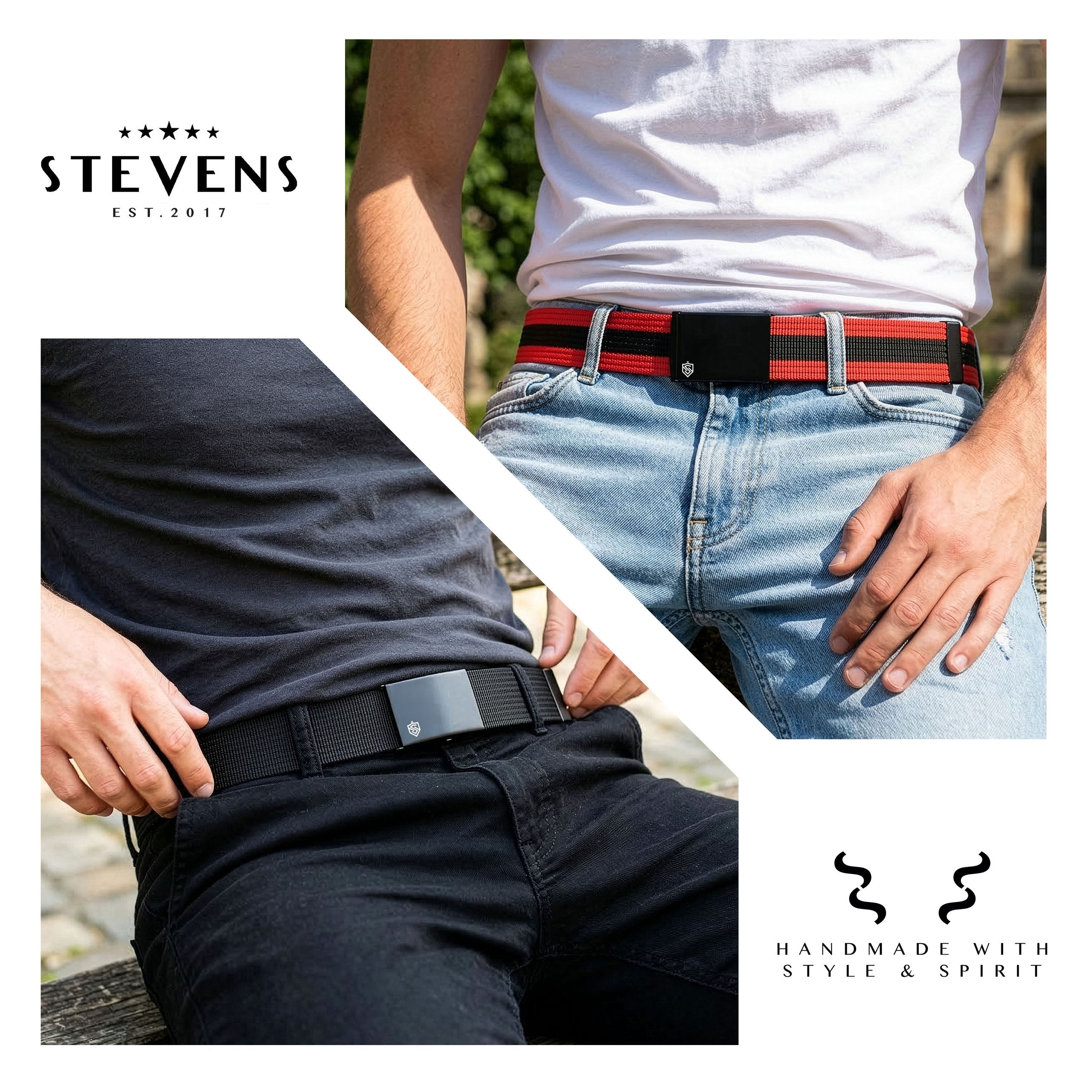 2 diržų komplektas STEVENS juodas + tamsiai raudonas, 135cm XL, universalus D209