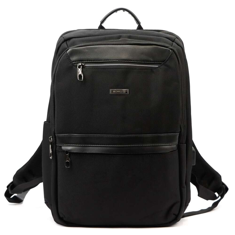 Unisex miesto kuprinė B.Cavalli BC1326, juoda, talpi A4 formatui