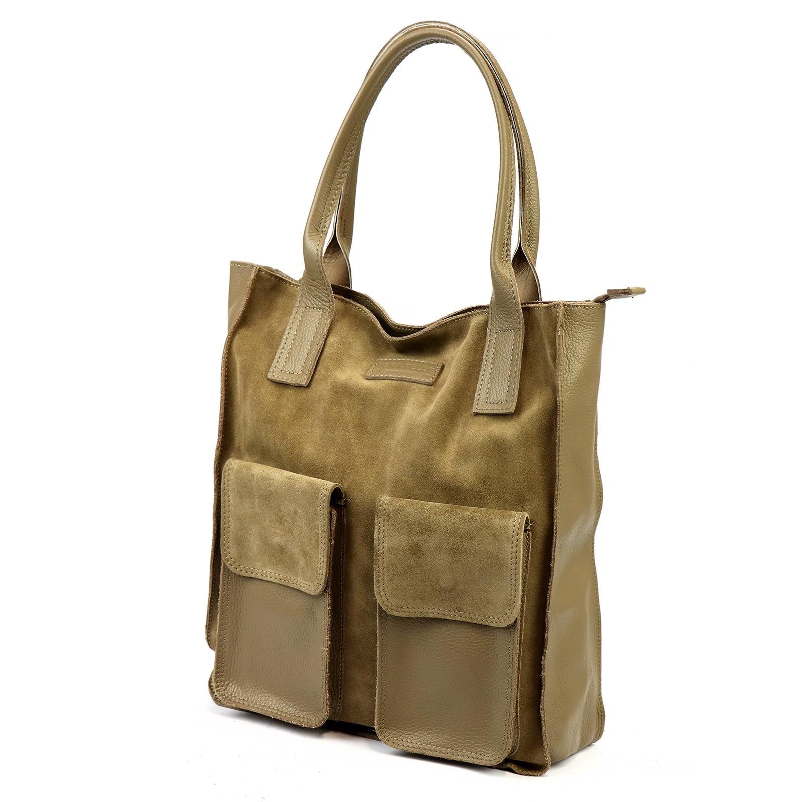 Moteriška didelė odinė shopper tipo rankinė Angelo, ruda, A4
