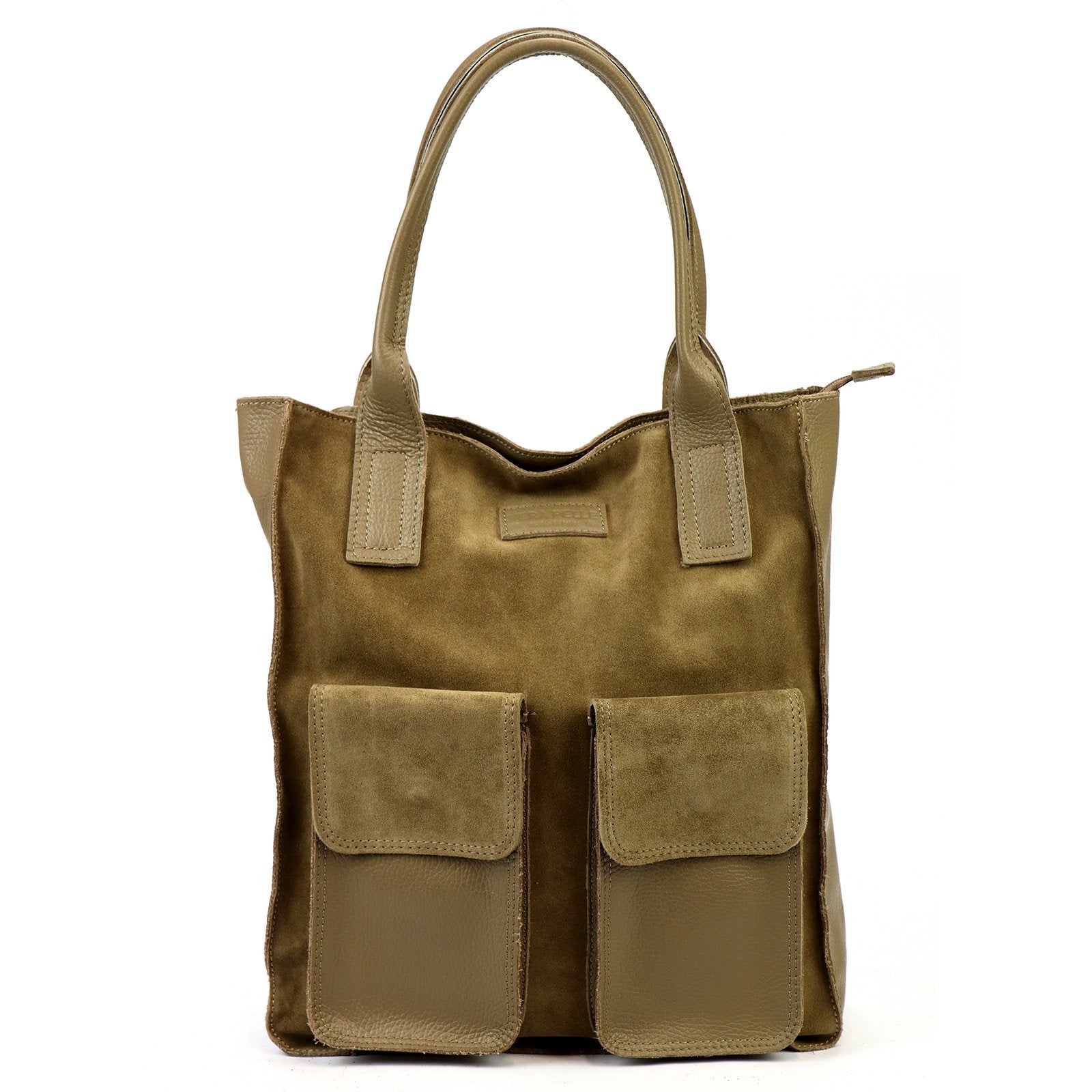 Moteriška didelė odinė shopper tipo rankinė Angelo, ruda, A4
