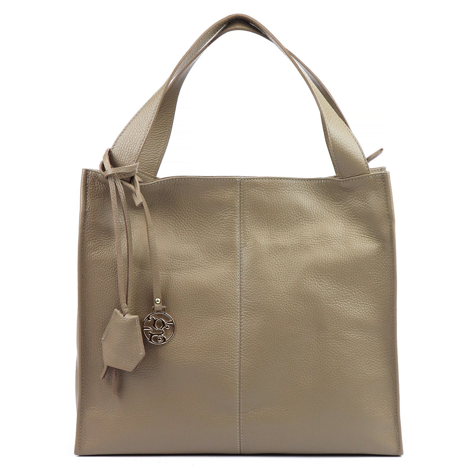 Moteriška didelė odinė shopper tipo rankinė Gregorio 1725, taupe, A4