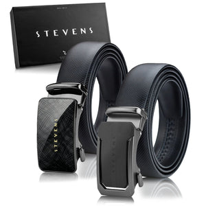 Vyriškas odinis diržas su automatinėmis sagtimis STEVENS, juodas 2 viename D39752