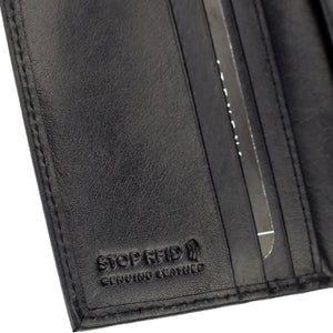 Maža plona vyriška odinė piniginė su RFID STEVENS, juoda D40033
