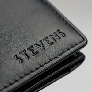 Juodas odinis RFID dėklas kortelėms ir automobilio registracijos liudijimui STEVENS D40040
