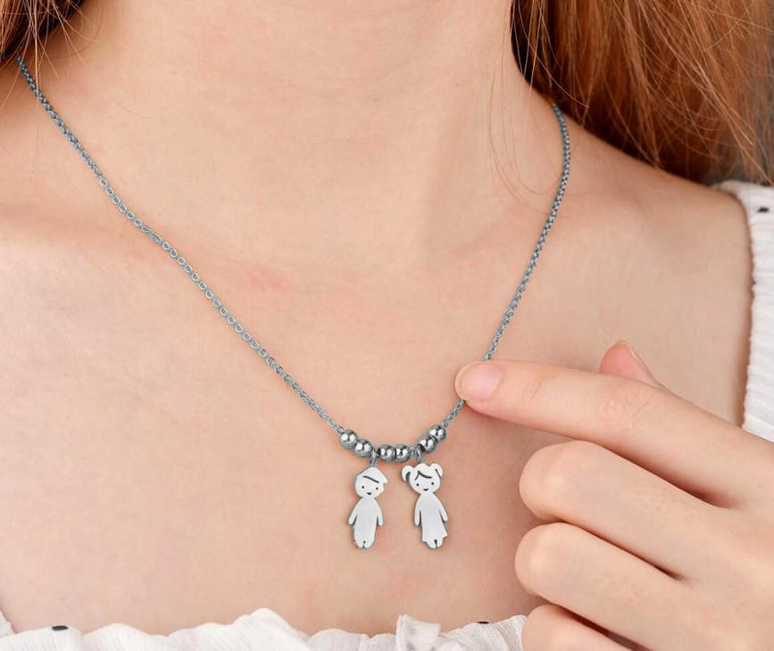 Sidabrinės spalvos vaikiškas vėrinys iš chirurginio plieno 316L