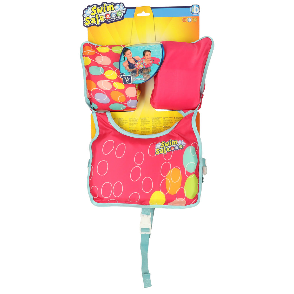 Vaikiška plaukimo liemenė su rankovėmis 3-6 m. 19-30 kg, rožinė