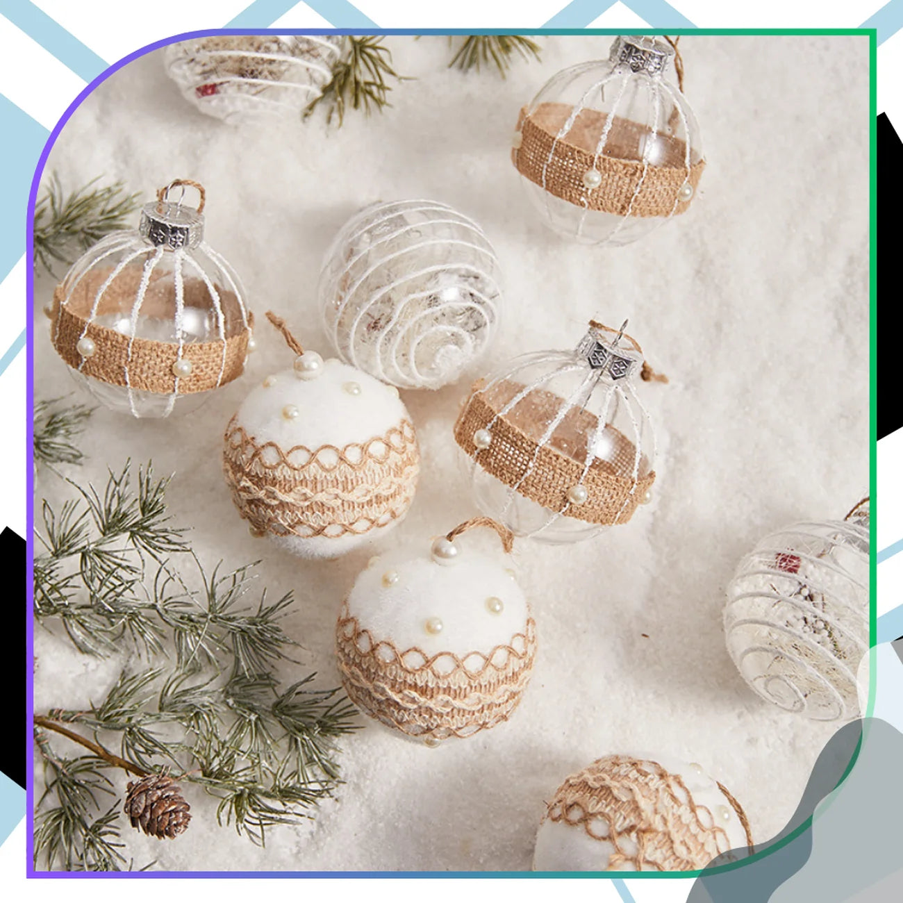Kalėdiniai akriliniai žaisliukai, 9 vnt, 8 cm