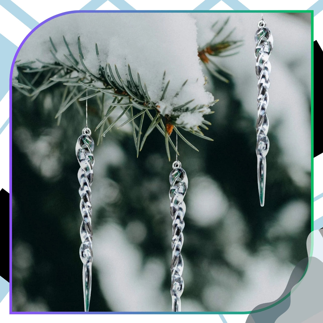 Kalėdiniai ledo varvekliai, skaidrūs, 12 vnt, 13 cm