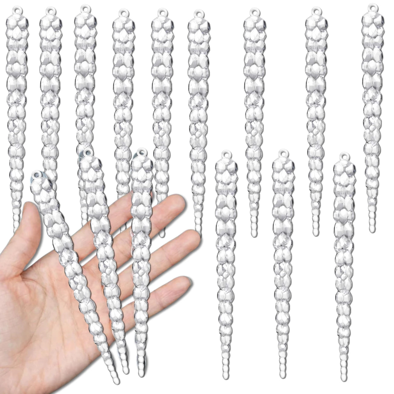 Ledo varvekliai eglutei, 12 vnt, 13 cm