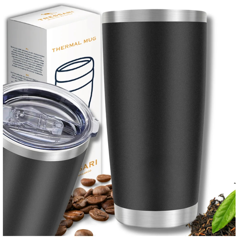 Termo puodelis, juodas, 600 ml, nerūdijantis plienas