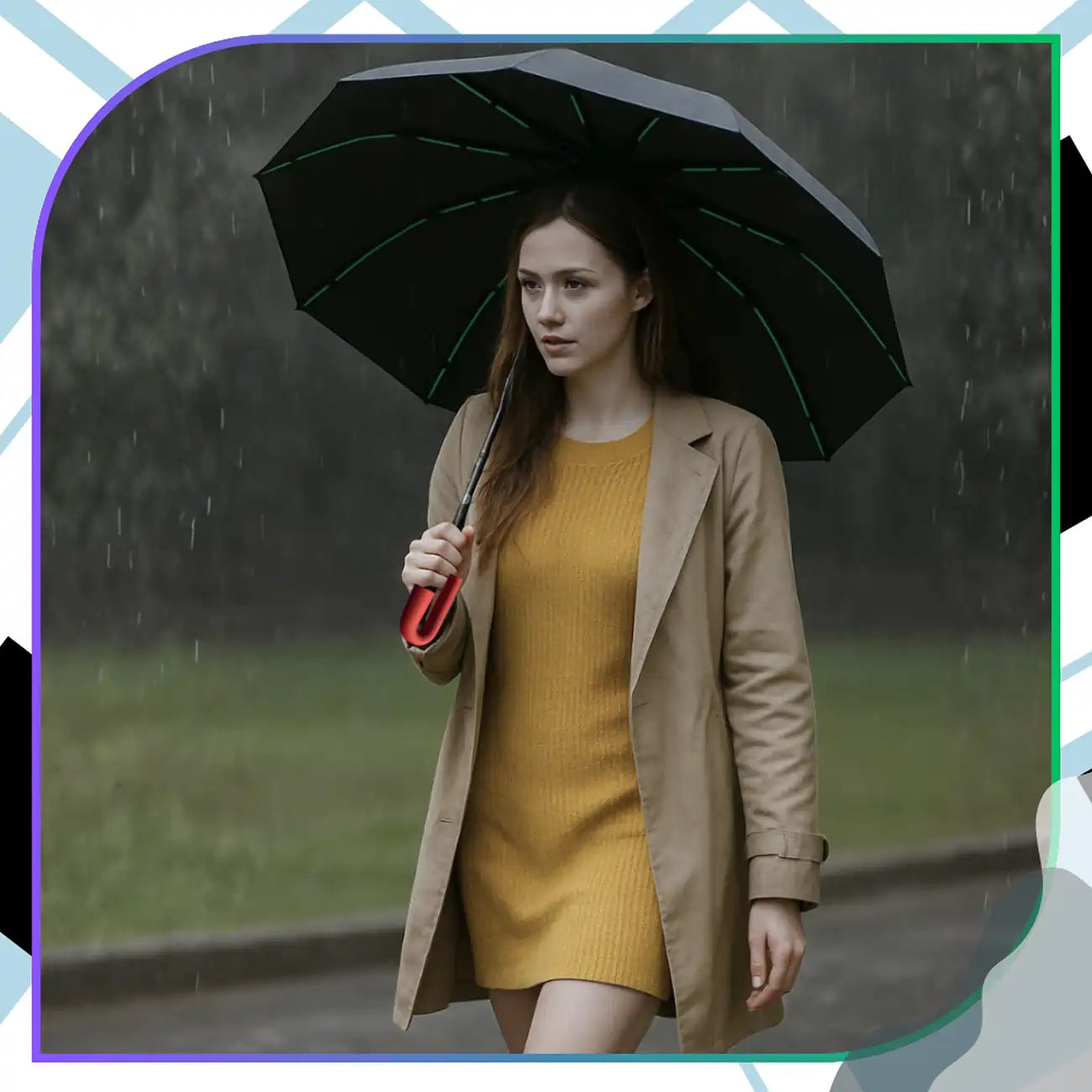 Skėtis juodas automatinis ANTI-UV sulankstomas V2