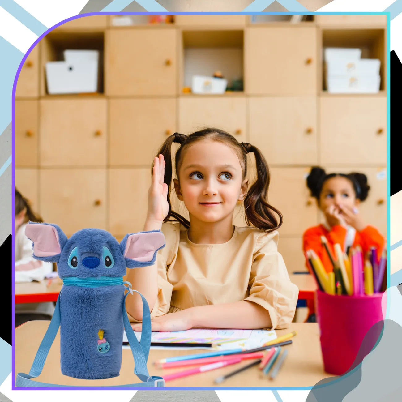 Pliušinis termoso butelio dėklas, animacinis dizainas