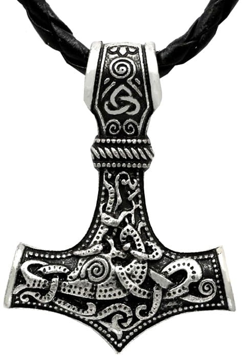 Vyriškas sidabrinės spalvos vėrinys „Thor Mjolnir“, keltų motyvai