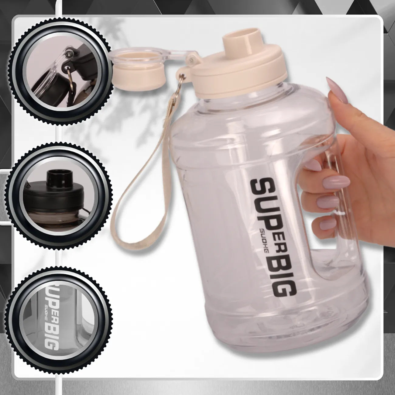 Sportinis gėrimo butelis Tressari, 1600 ml, tritanas