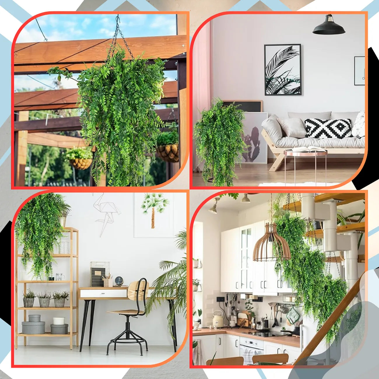 Dirbtinė paparčio dekoracija, žalia, 82 cm, 2vnt.