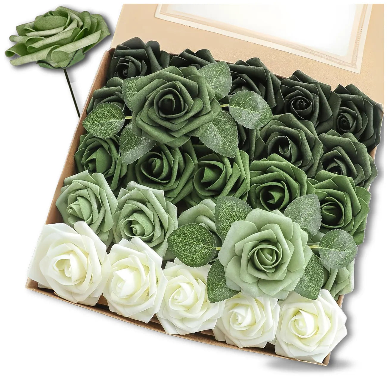 Dekoratyvinės dirbtinės rožės, spalvotos, 25 vnt.