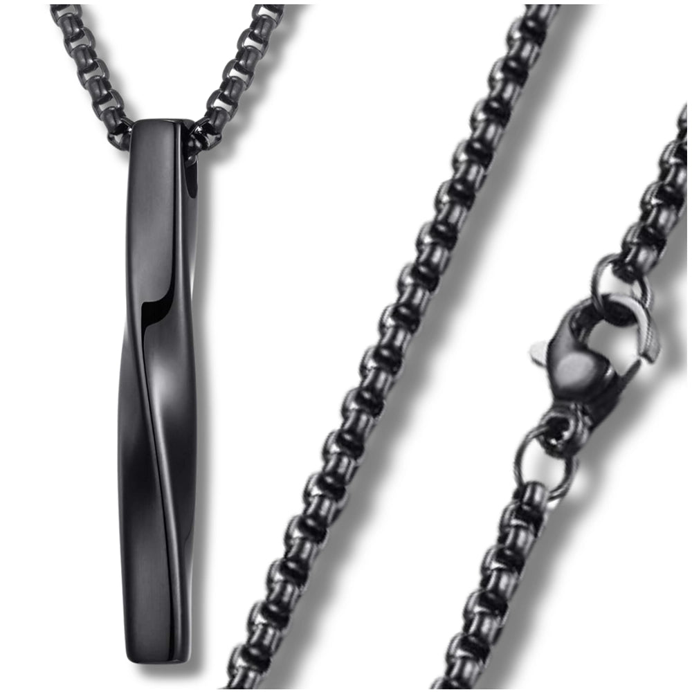 Vyriškas juodas plieninis vėrinys su spiralės pakabuku