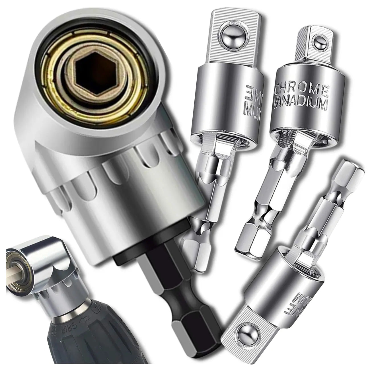 Kampinis adapteris grąžtui, 1/4 3/8 1/2 HEX N383