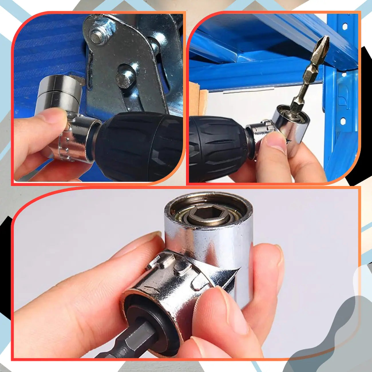 Kampinis adapteris grąžtui, 1/4 3/8 1/2 HEX N383