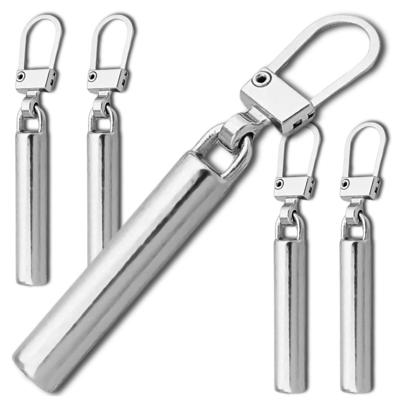 Sidabrinės metalinės pakabos užtrauktukams, 5 vnt. N379