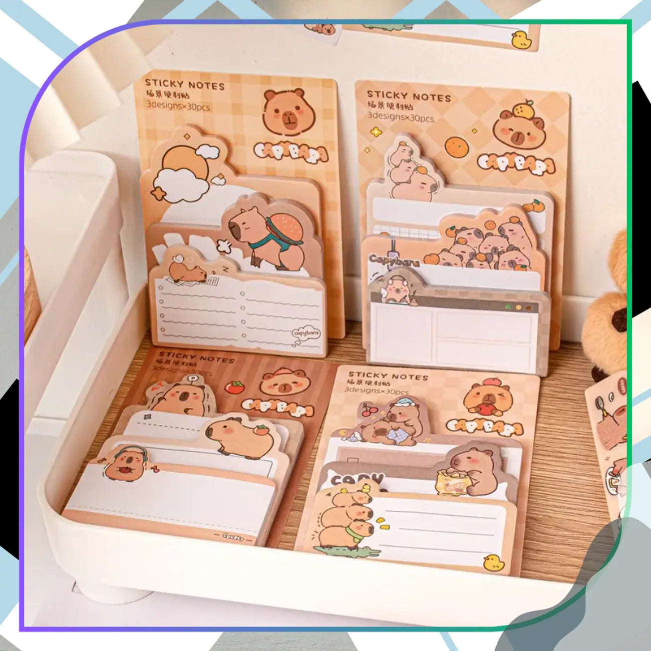 Rinkinys 4 spalvotų kapibarų lipnių lapelių