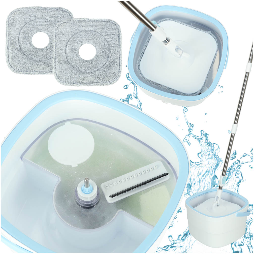 Rotacinė plokščia stačiakampė šluota su vandens išspaudikliu