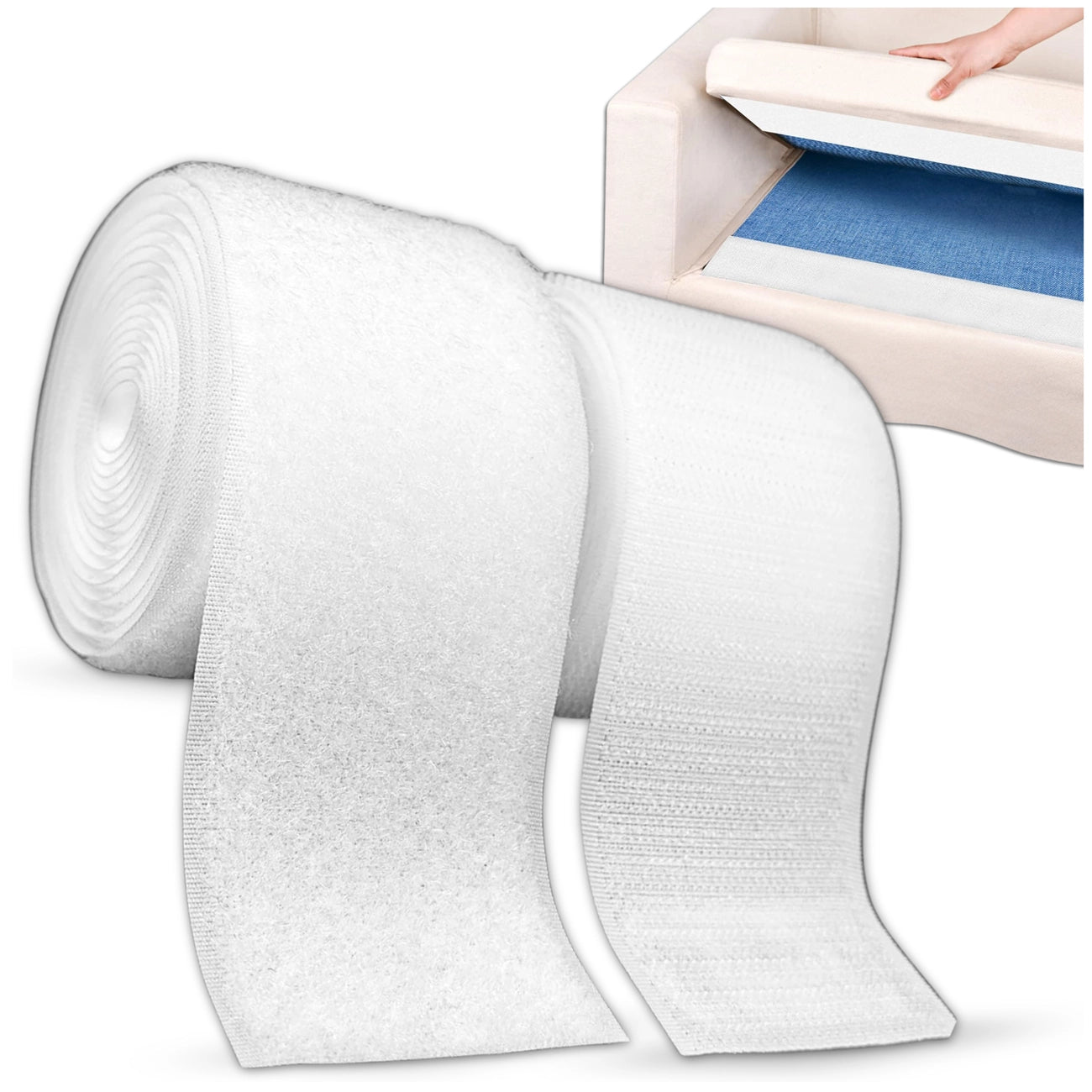 Lipni juosta, balta, 5m, kabliukai ir kilpelės, 50mm