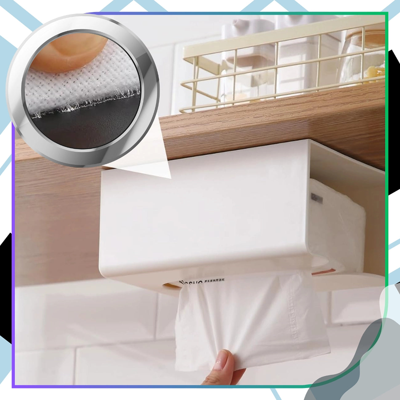 Lipni juosta, balta, 5m, kabliukai ir kilpelės, 50mm