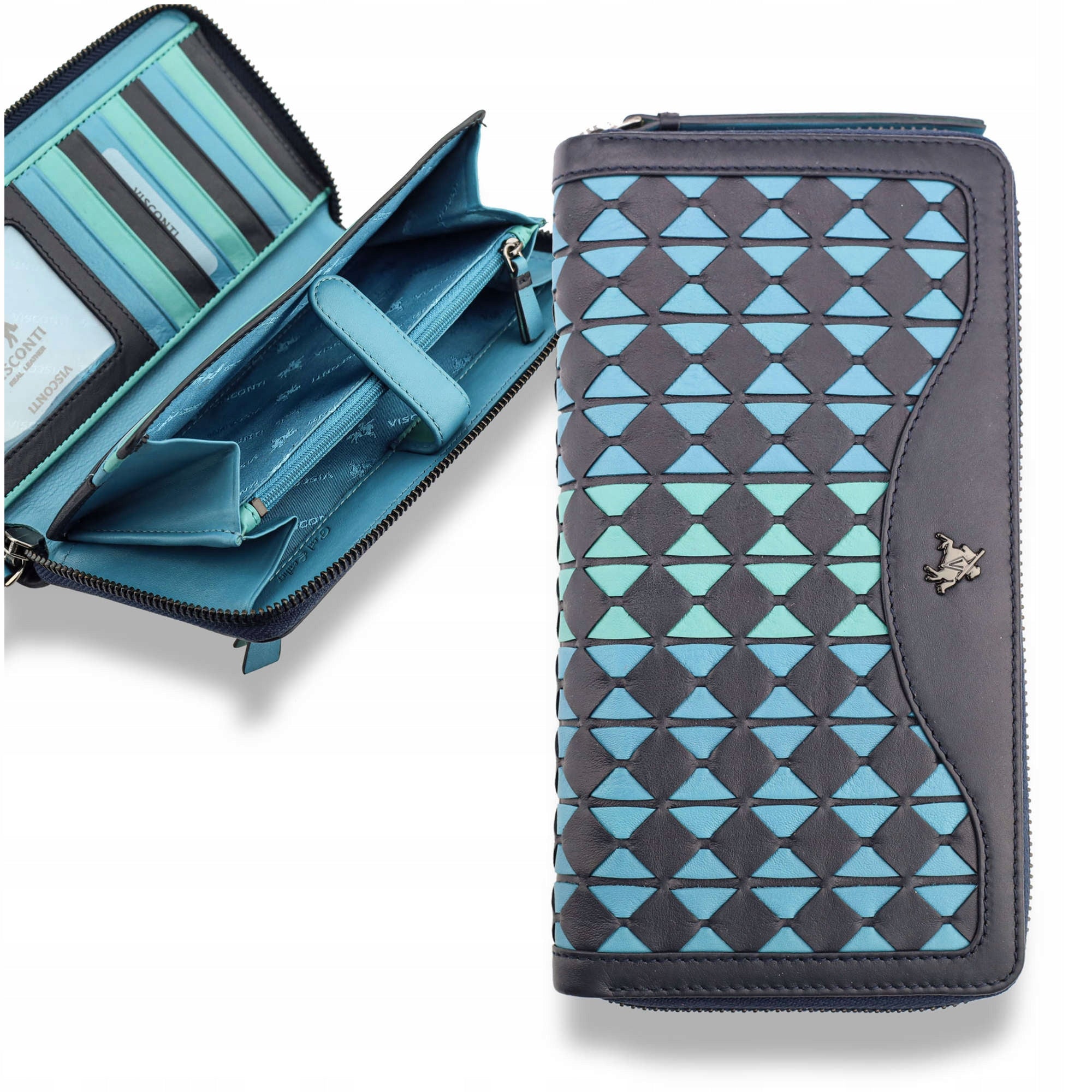 Natūralios odos piniginė moterims Visconti BR-76, mėlyna N14