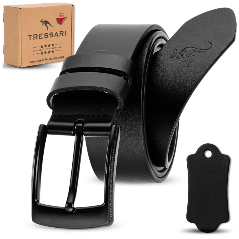 Vyriškas odinis diržas, juodas, 120 cm T90