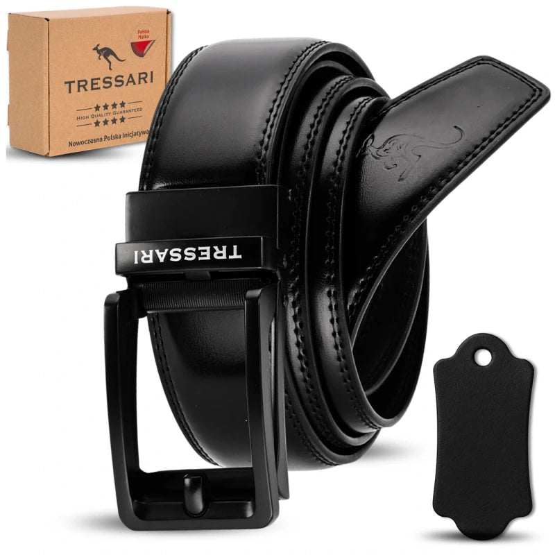Vyriškas odinis diržas, juodas, 120cm, TRESSARI