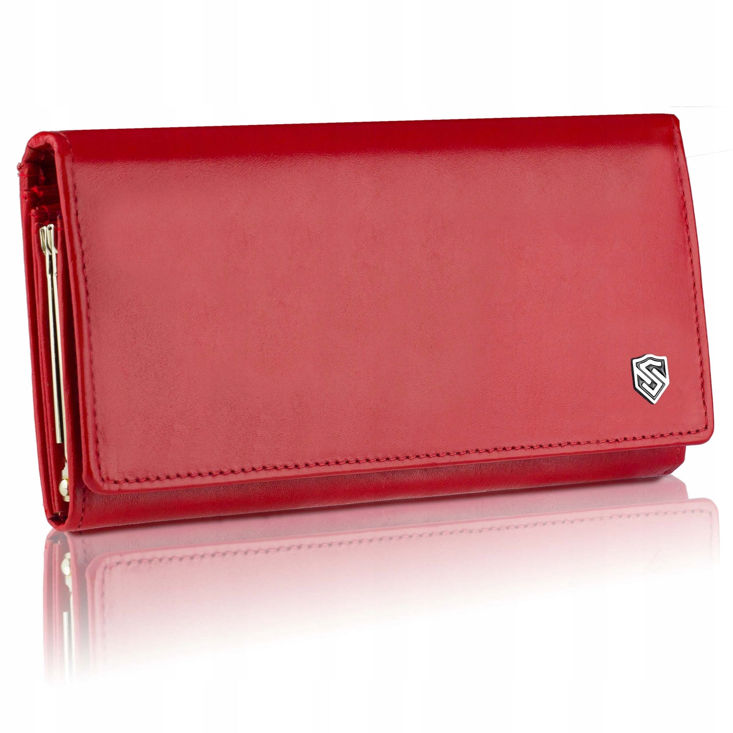 Moteriška odinė piniginė „STEVENS“ Z03-099 prailginta raudonos spalvos su RFID apsauga D1811