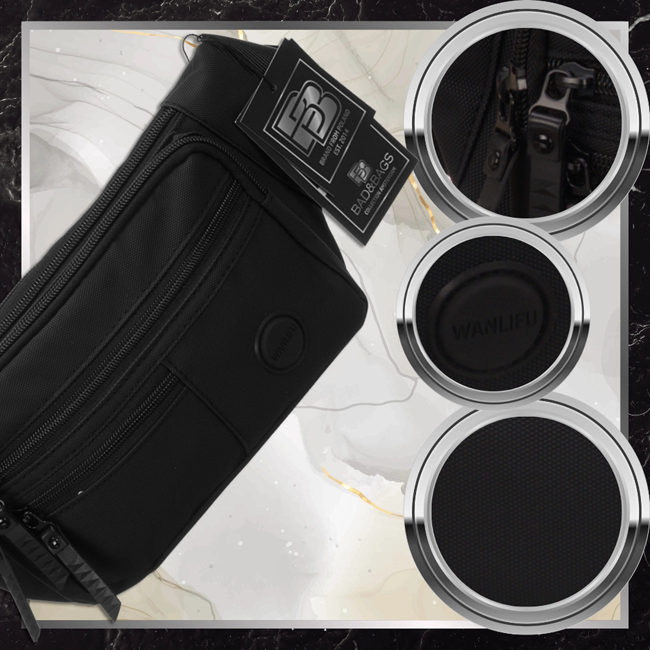 Vandeniui atspari juosmens rankinė BAD&BAGS, juoda