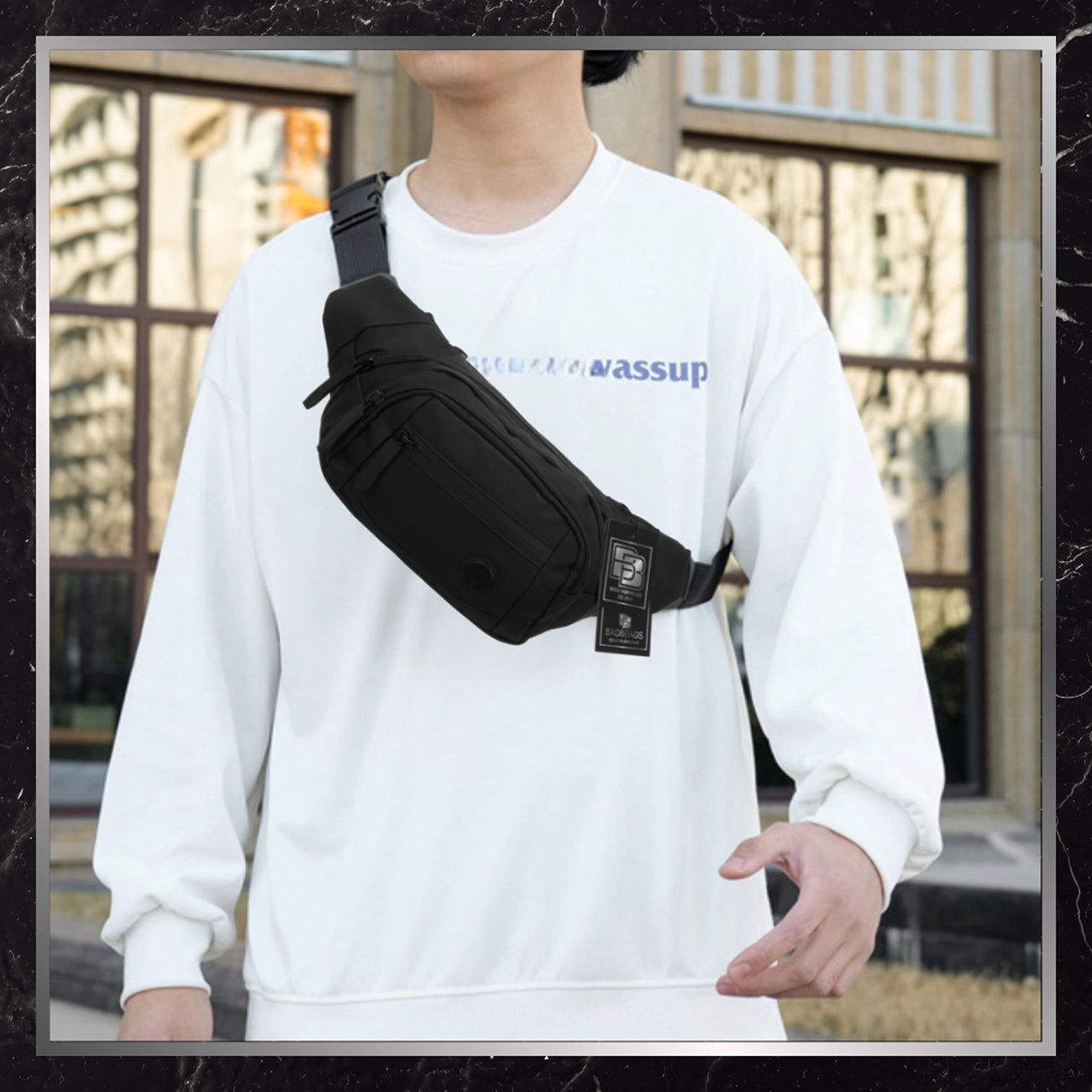 Vyriška vandeniui atspari juosmens rankinė BAD&BAGS, juoda