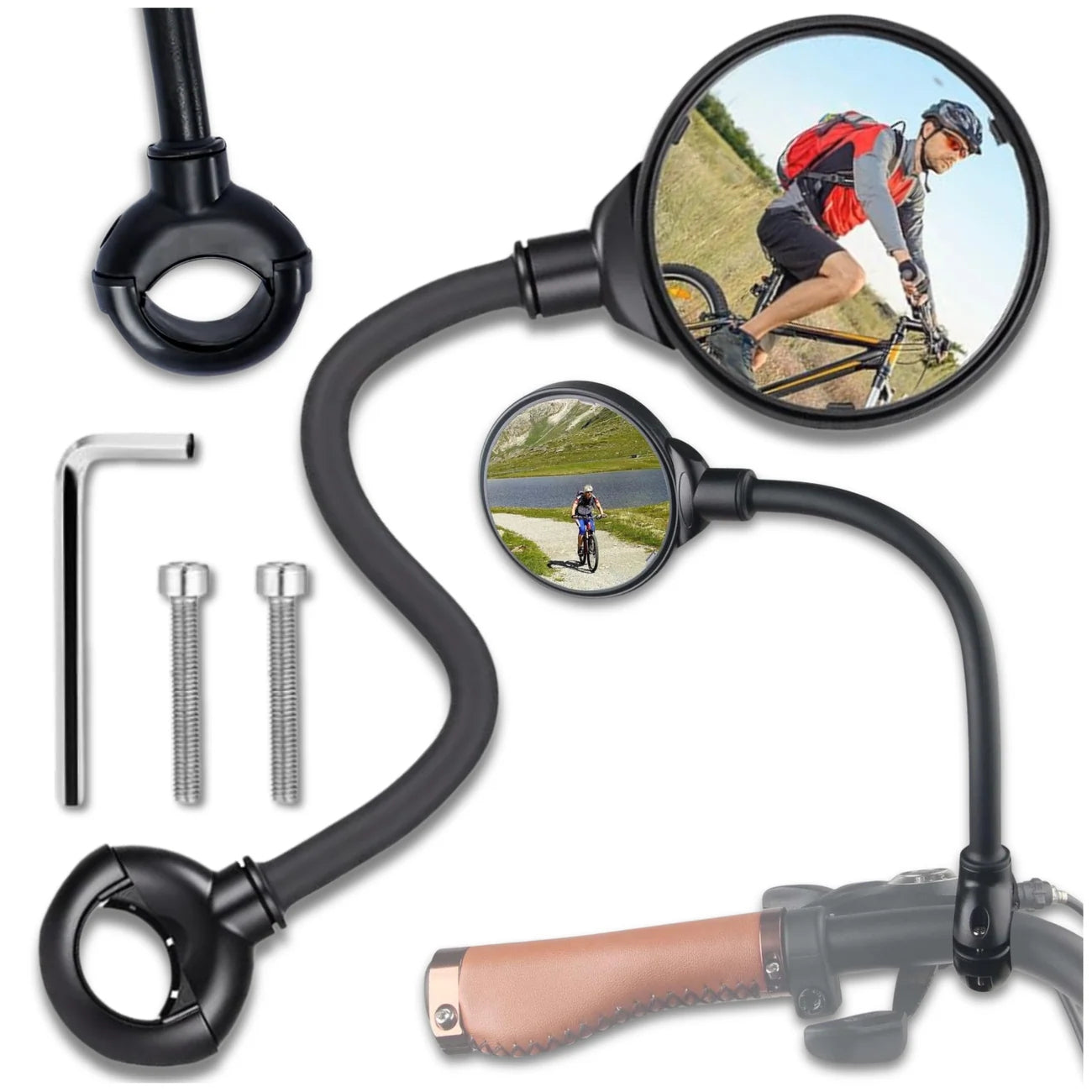 Dviračio veidrodėliai, 2 vnt, apvalūs, lankstūs