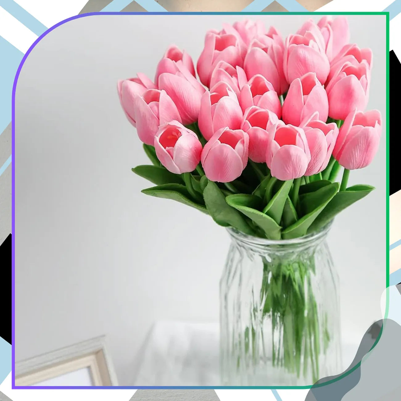 Dirbtinių tulpių puokštė, 10 vnt., rožinės