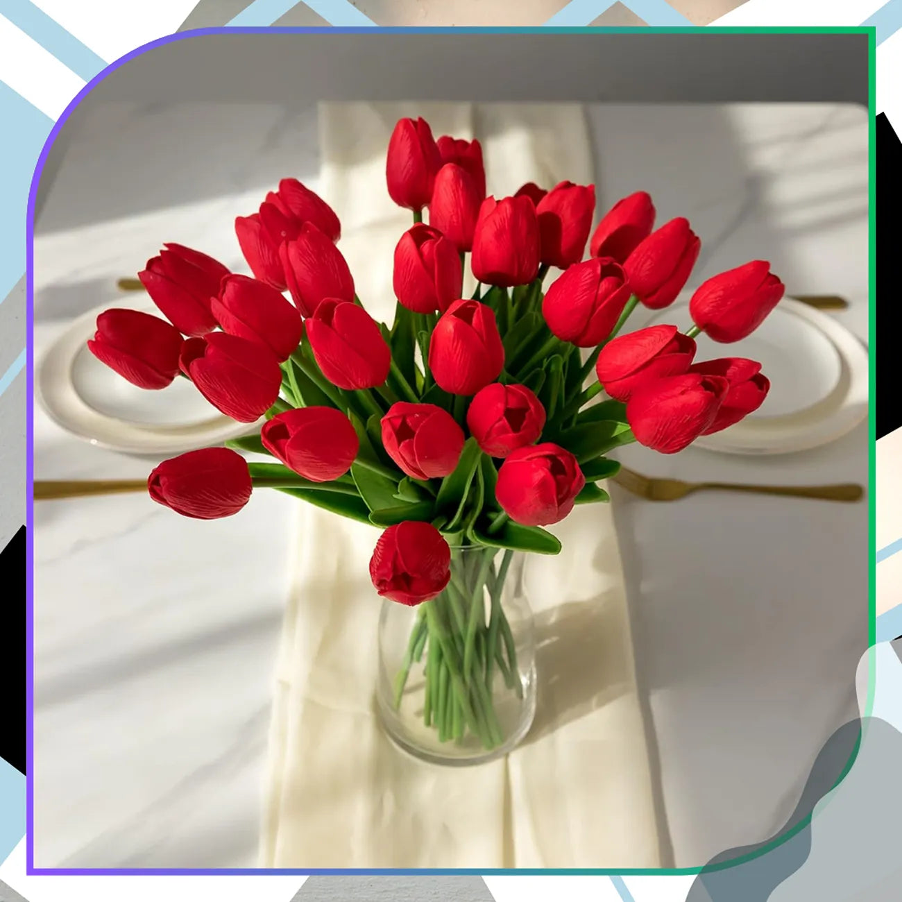 Dirbtinių tulpių puokštė, raudona, 10 vnt.