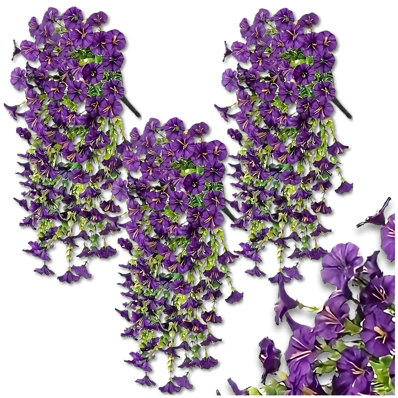 Dirbtinių gėlių girlianda, violetinė, 3 vnt.