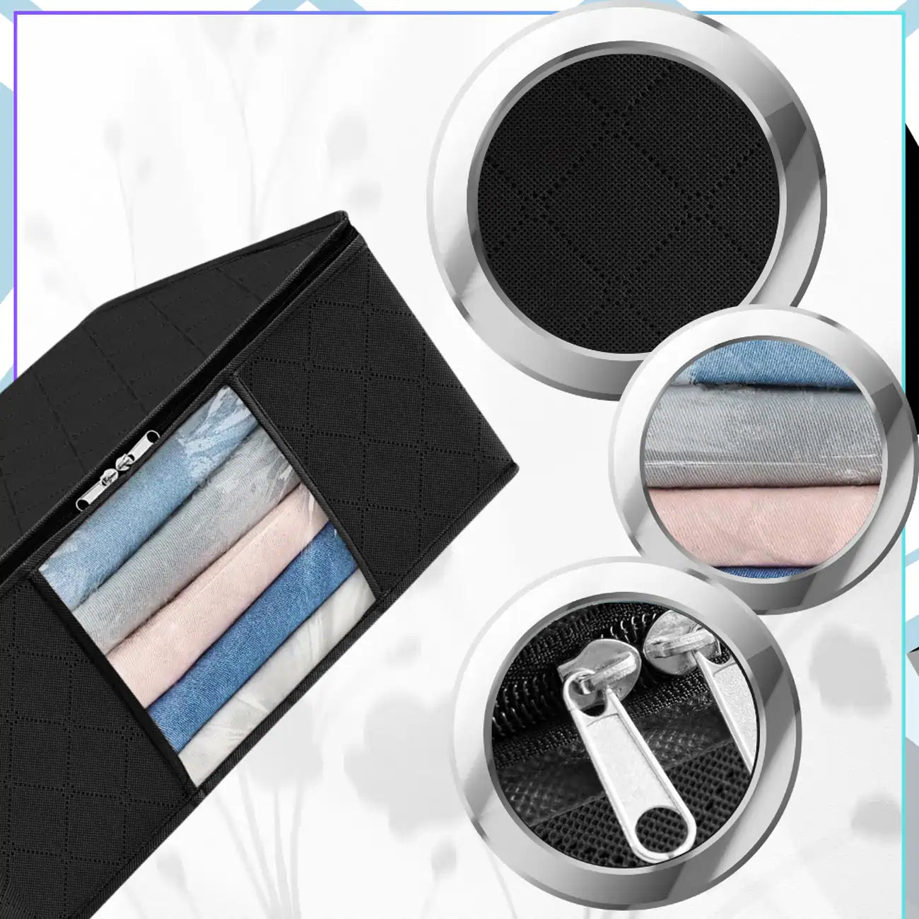 Drabužių ir patalynės krepšys, 3 vnt., juodas, didelis